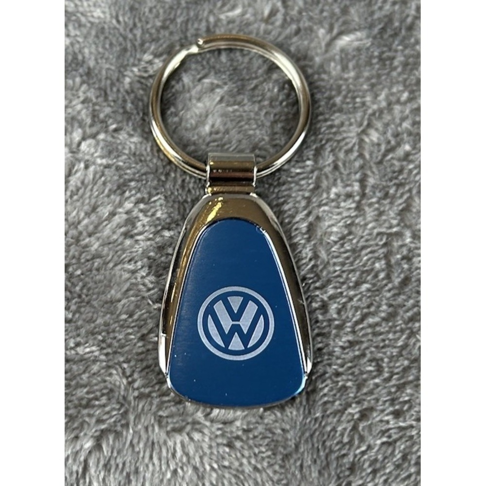 Volkswagen Blue Enamel Chrome Logo Keychain Jim Ellis VW Dealership New in Box